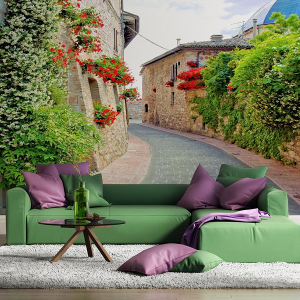 fototapeta-wloska-uliczka-z-kwiatami